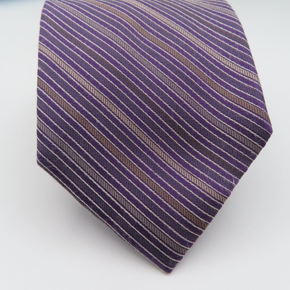 Jos A Bank Tie Silk Purple Striped 3.75" Wide 59" Long - Picture 2 of 6